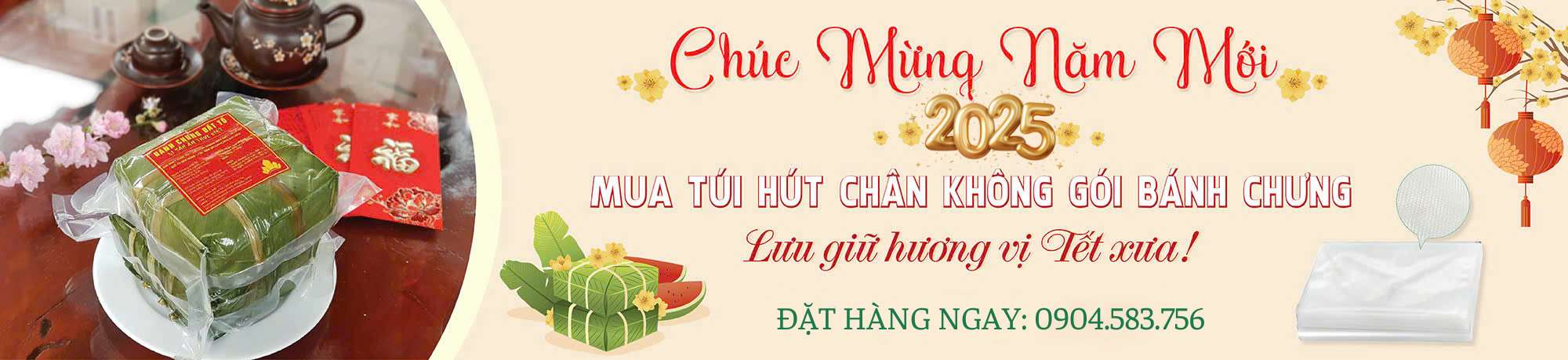 IN TÚI HÚT CHÂN KHÔNG ĐỰNG BÁNH CHƯNG TẾT