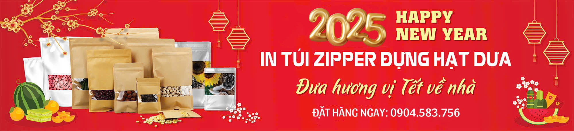 IN TÚI ZIPPER ĐỰNG HẠT DƯA