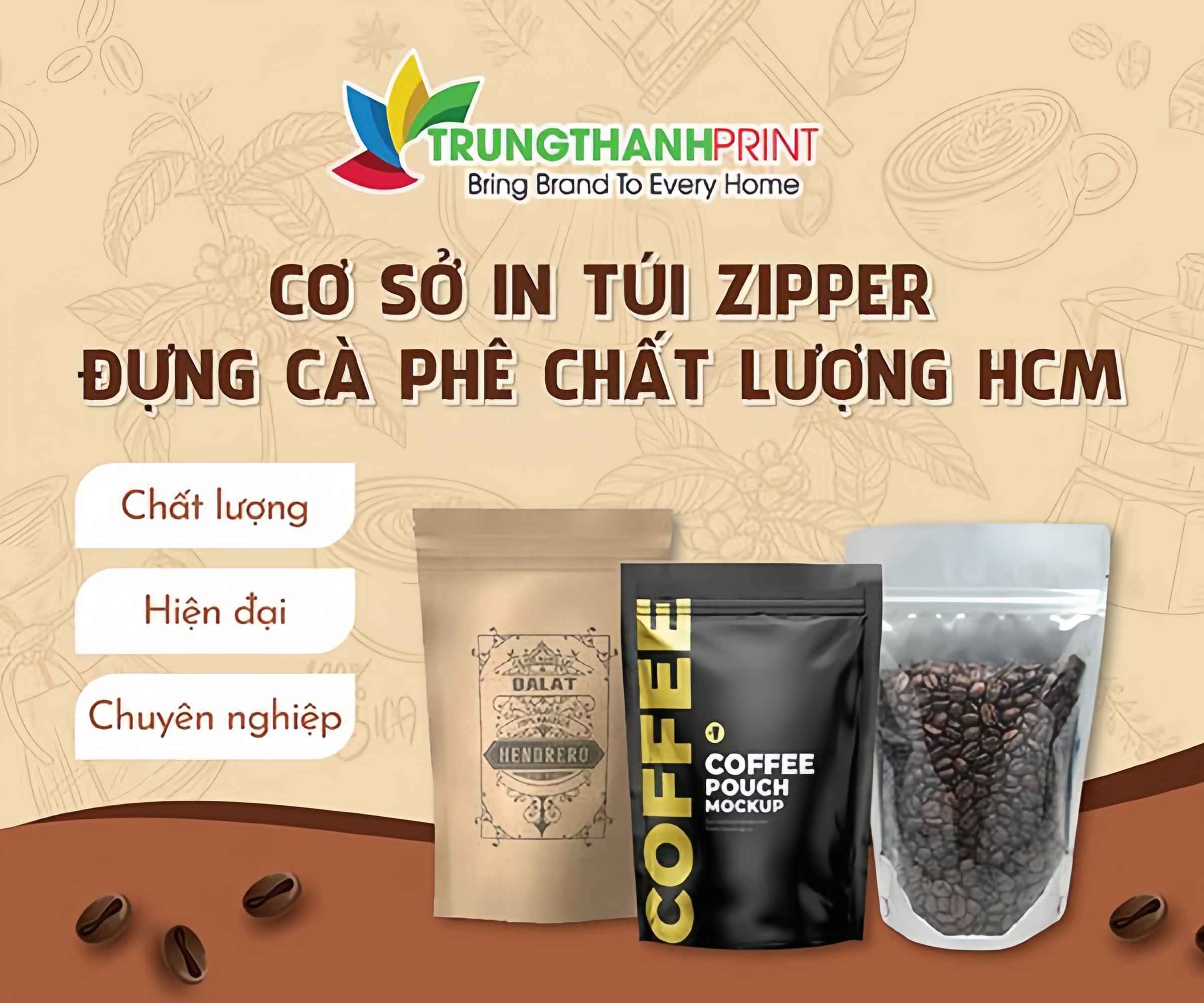 Cơ sở in túi zipper đựng cà phê chuyên nghiệp