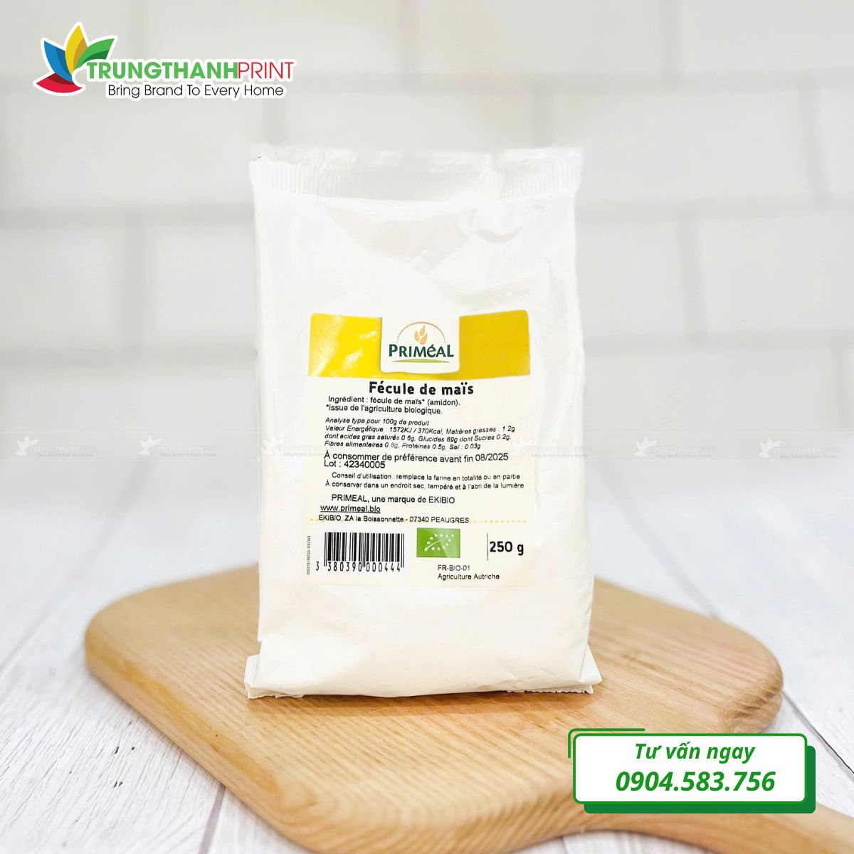 Mẫu bao bì bột bắp chất liệu PE
