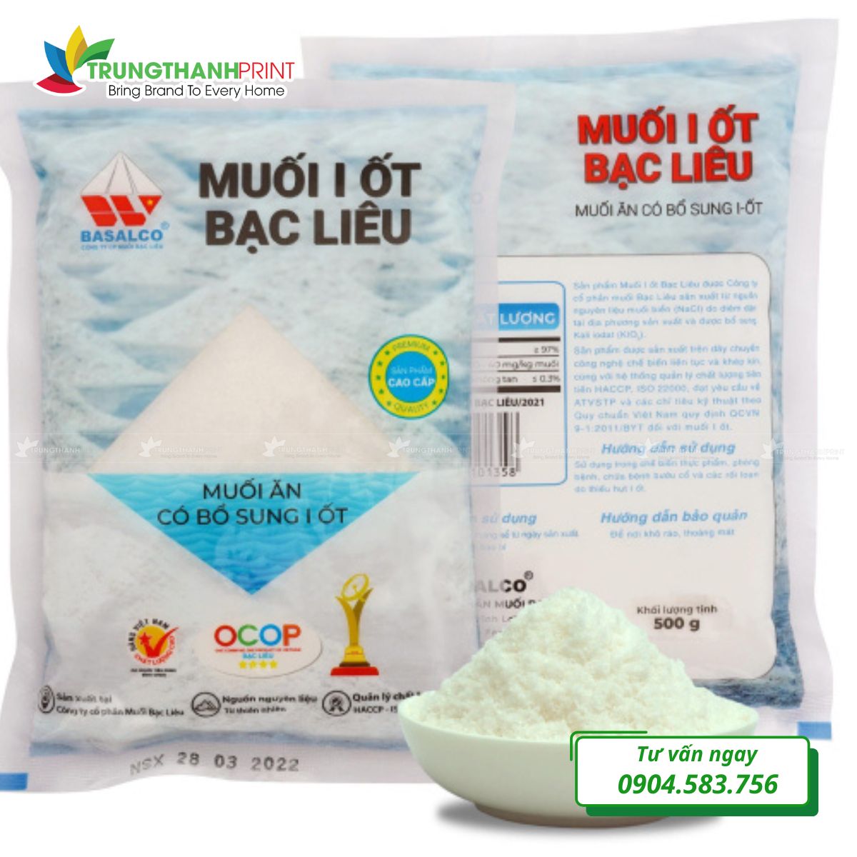 Túi muối ép biên hàn đáy chắc chắn