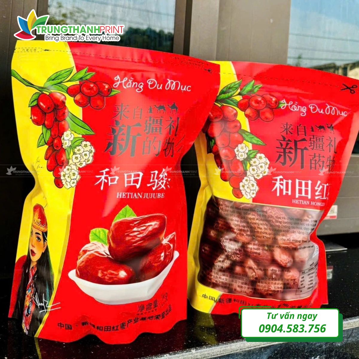 Bao bì đựng táo đỏ in logo thương hiệu