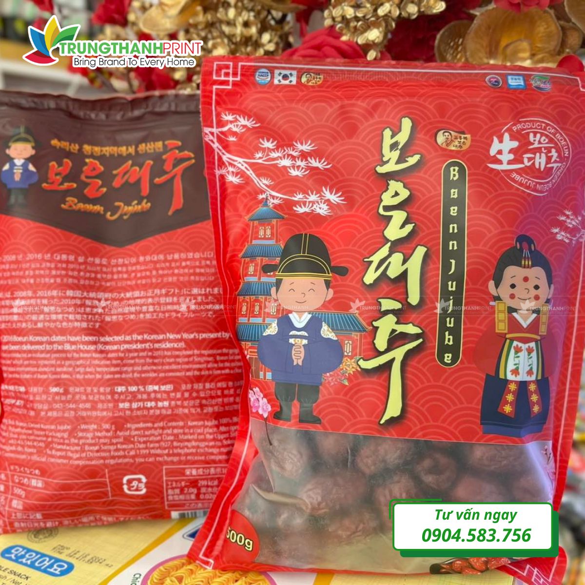 Mẫu bao bì thực phẩm khô dùng cho táo đỏ