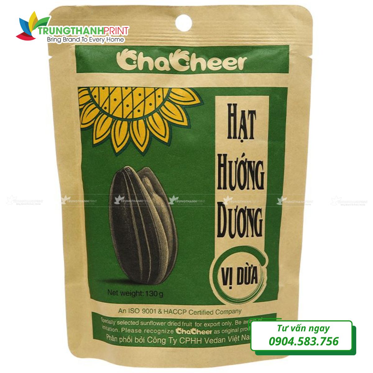 Bao bì đựng hạt hướng dương in thương hiệu