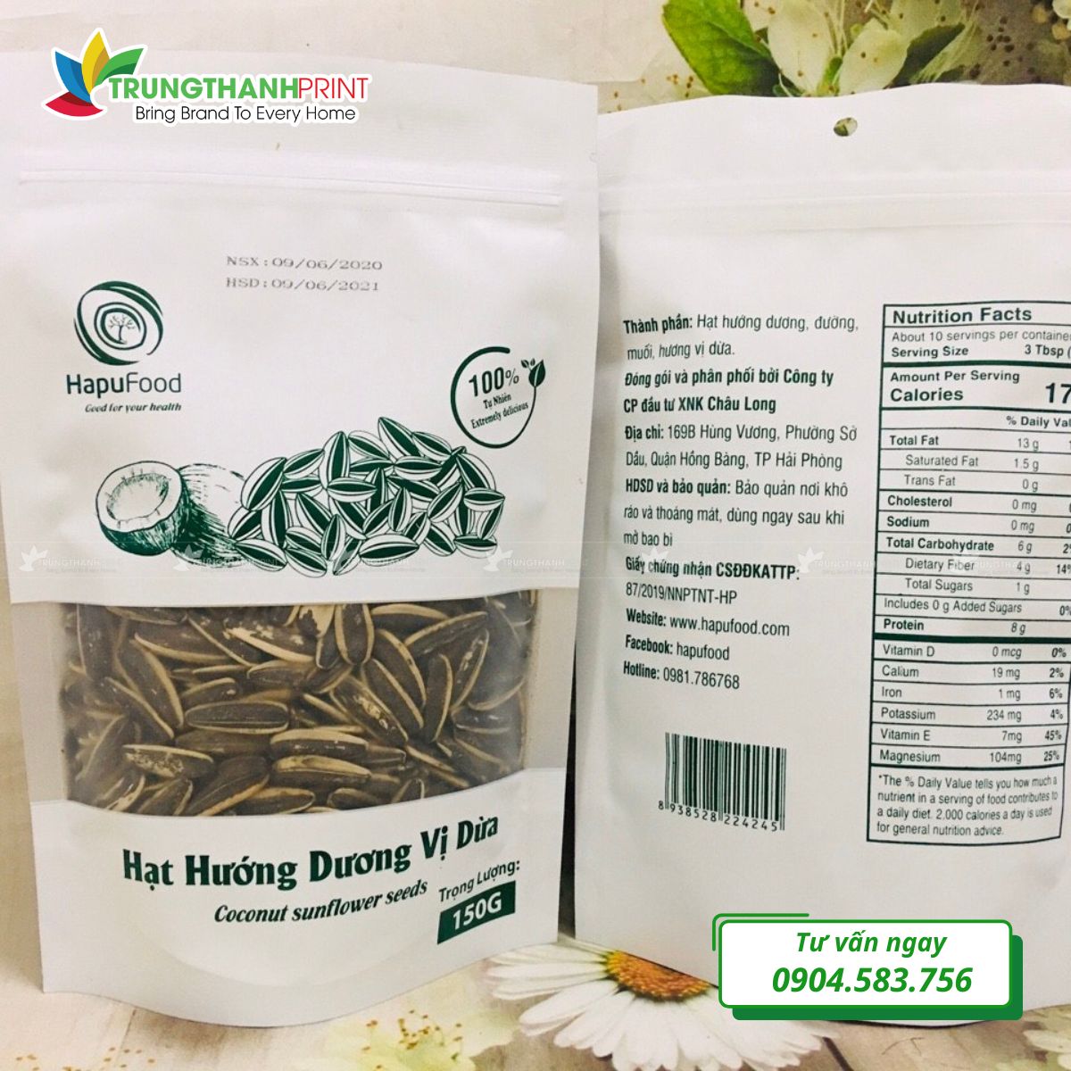 Bao bì hạt hướng dương kraft thân thiện môi trường