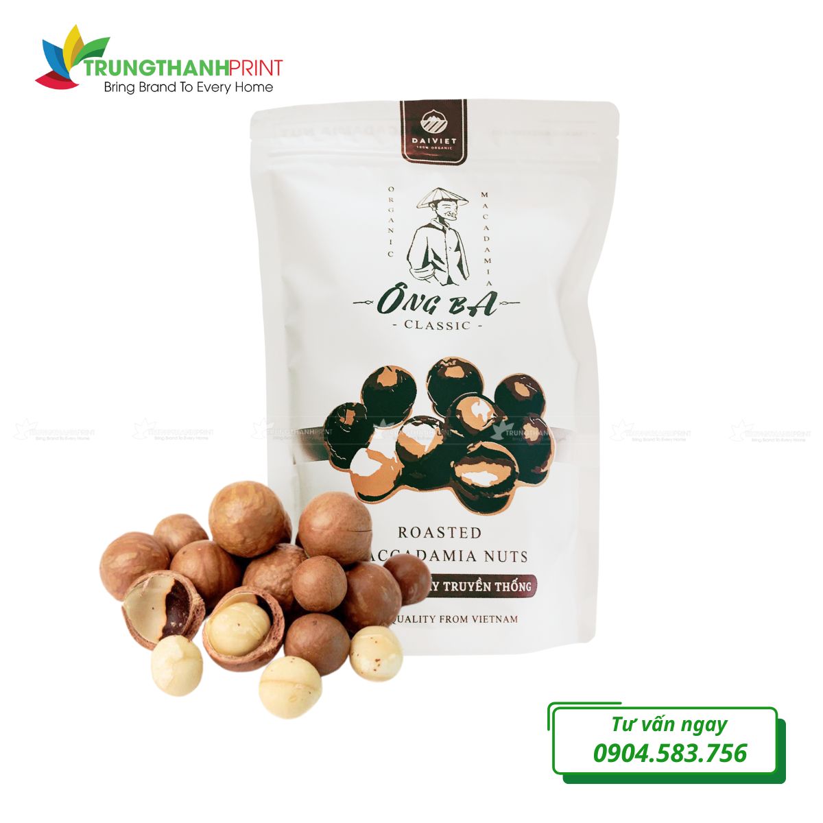 Bao bì hạt macca nhôm ghép kraft