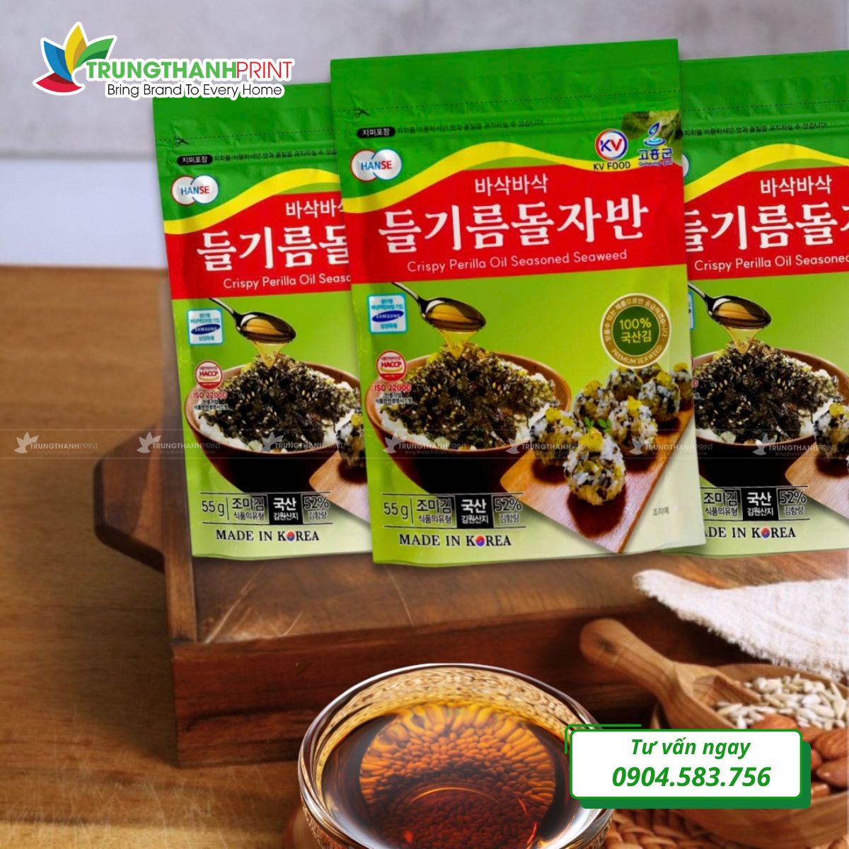 Bao bì đựng rong biển sấy thương hiệu riêng