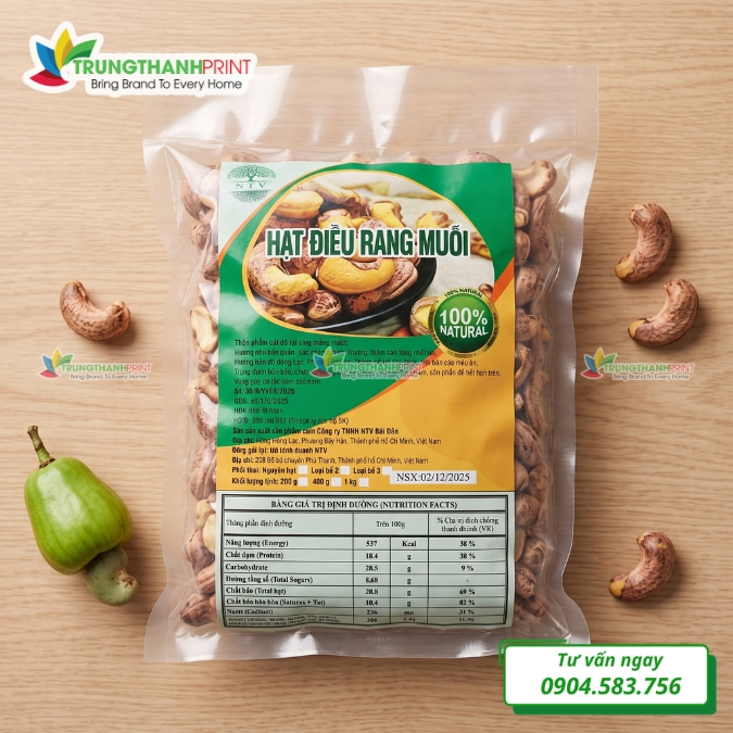 bao bì đưng hạt điều tại TPHCM