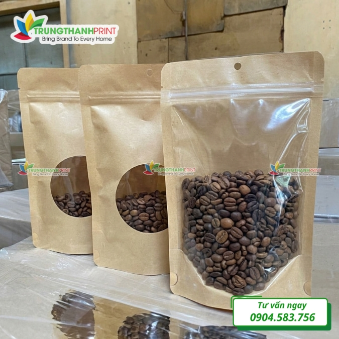 in túi zip giấy đựng cà phê giá rẻ