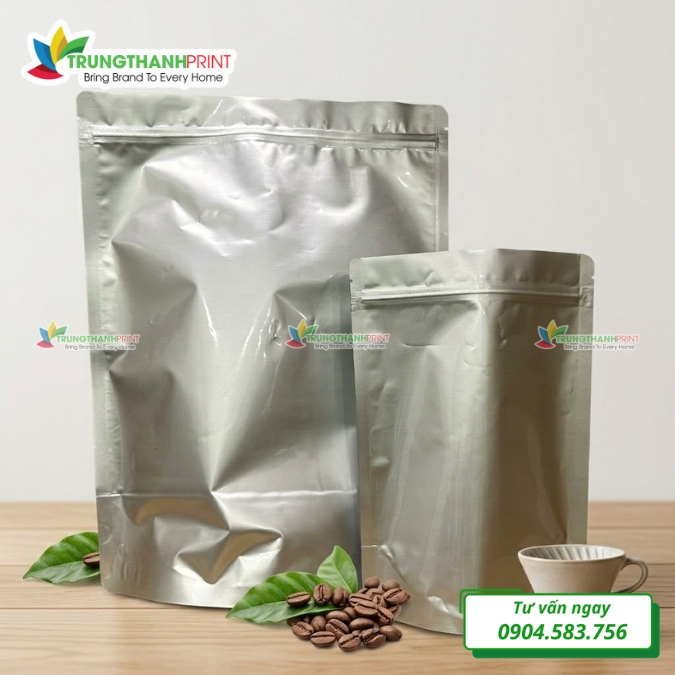 túi zip bạc đựng cà phê giá rẻ