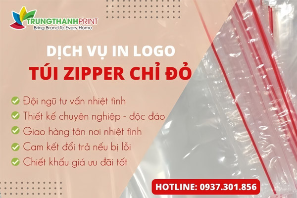 dịch vụ in logo túi zip chỉ đỏ uy tín TPHCM