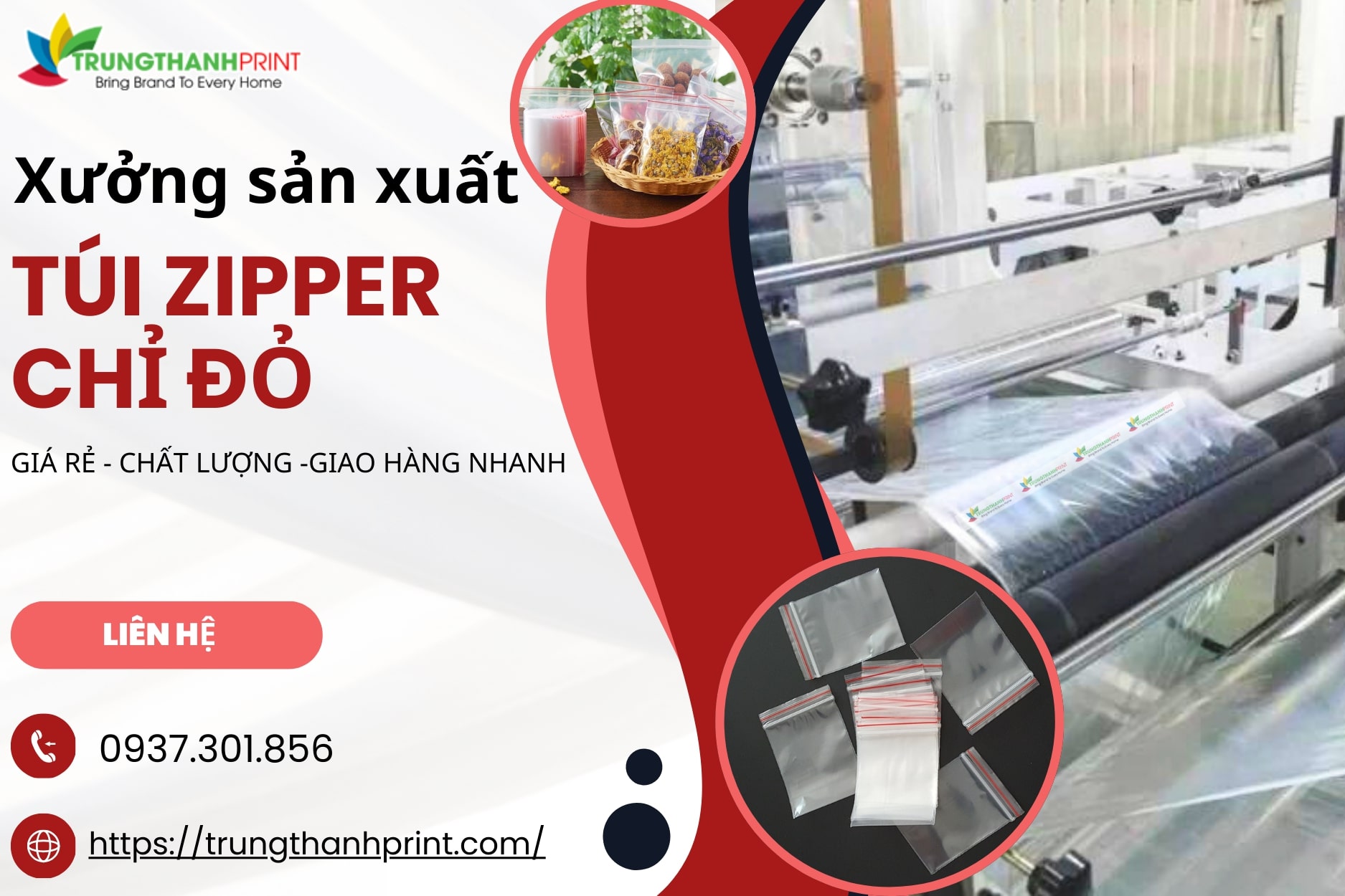 xưởng sản xuất túi zip chỉ đỏ TPHCM