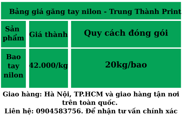 Bảng giá bao tay nilon