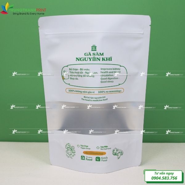 in túi zip giấy màu trắng giá rẻ tại Trung Thành Print