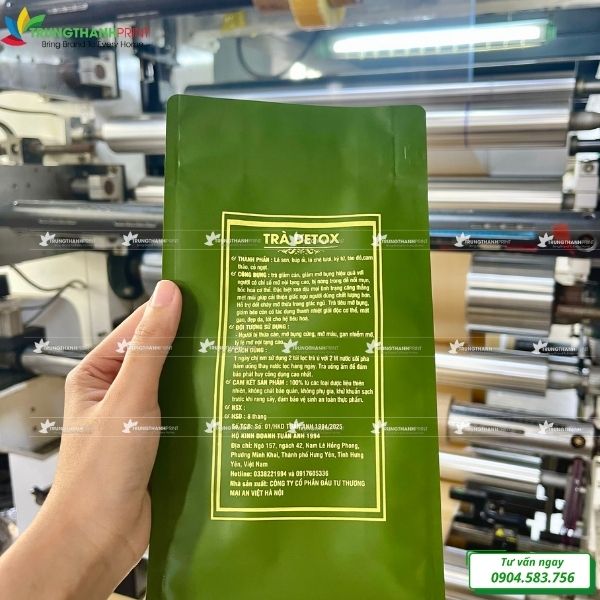 túi zip đựng trà in ấn lên bao bì