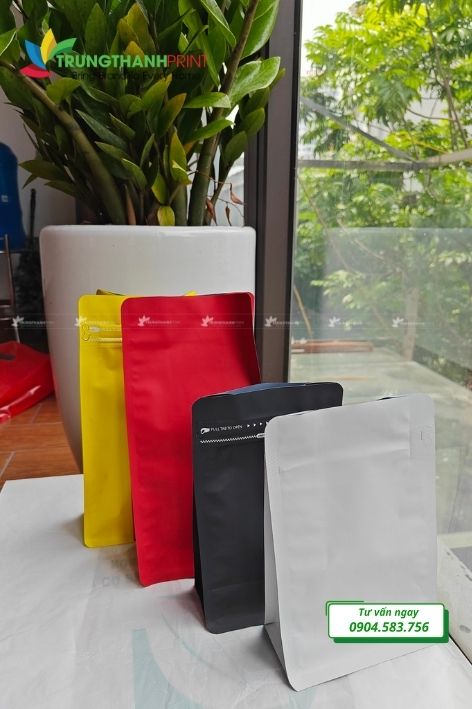 túi zipper màu đáy phẳng 3 biên