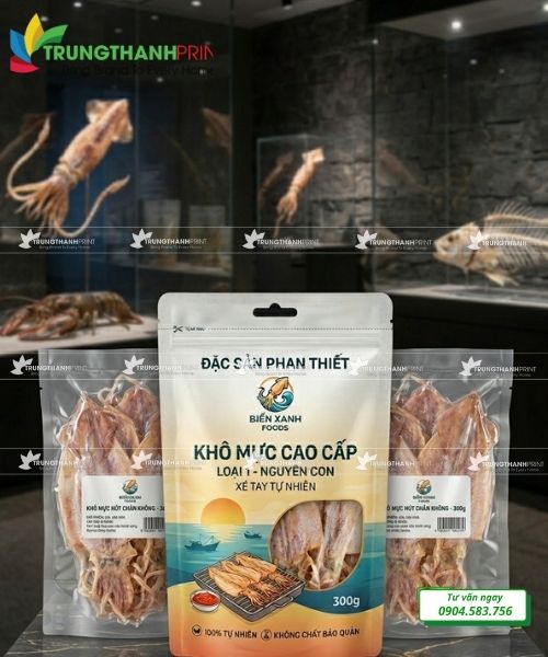 in thương hiệu lên túi zip đựng khô mực