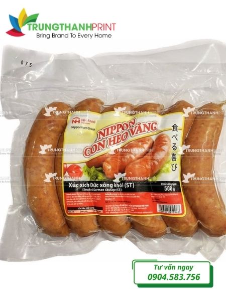 túi hút chân không một mặt nhám đựng xúc xích