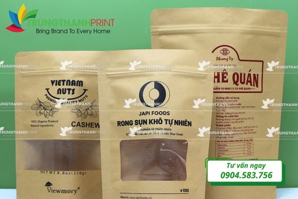 túi zipper giấy in thương hiệu