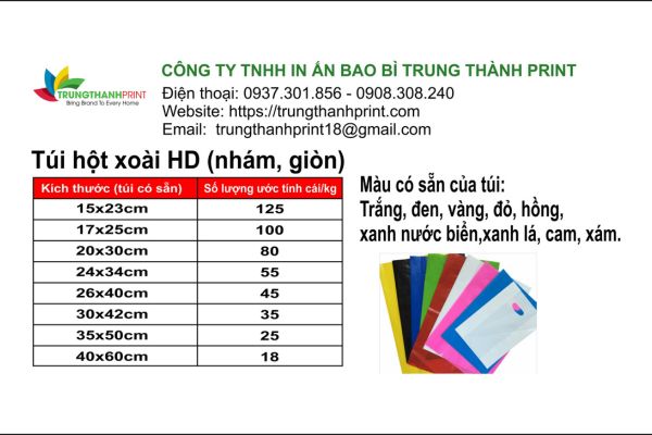 Kích thước phổ biến cho bao bì shop thời trang
