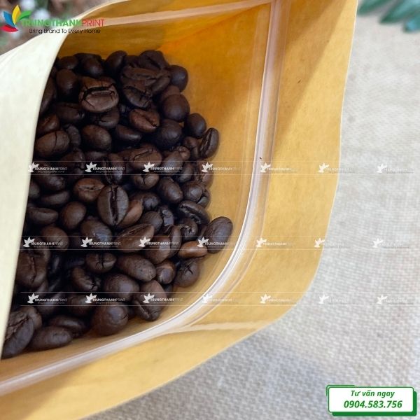 túi đựng hạt cà phê loại khóa kéo