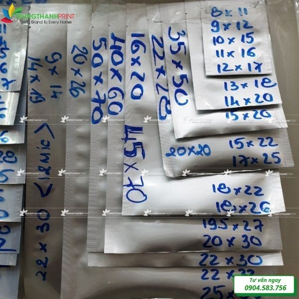 kích thước túi zip