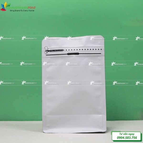 túi zip màu trắng có khóa kéo