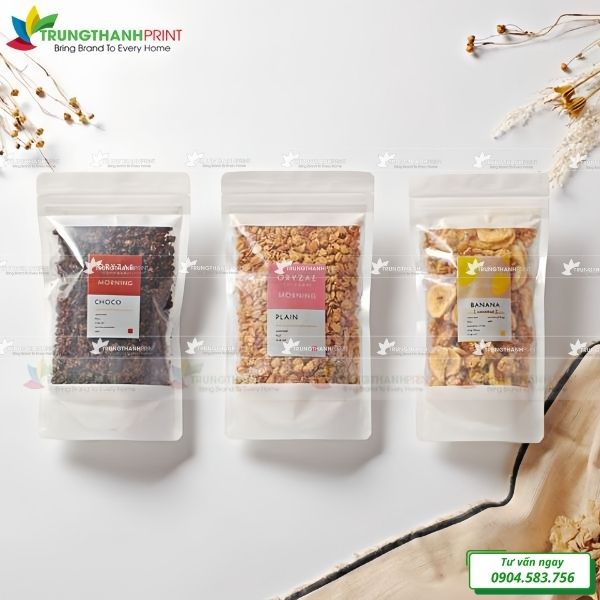 túi zíp màu trắng một mặt trong đựng thực phẩm