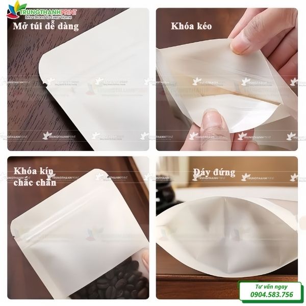 túi zipper màu trắng