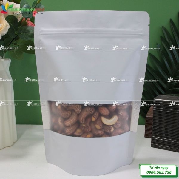 túi zip trắng đựng hạt điều