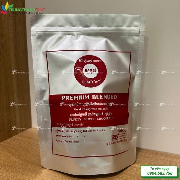 Túi zipper bạc in logo