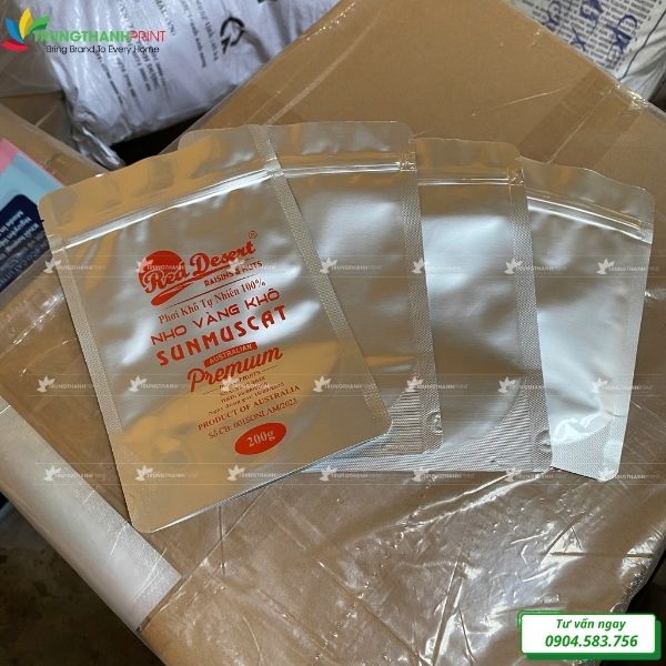 túi zip bạc in logo thương hiệu