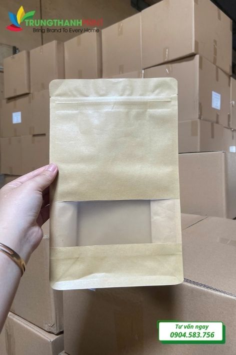 túi zip giấy kraft có cữa sổ