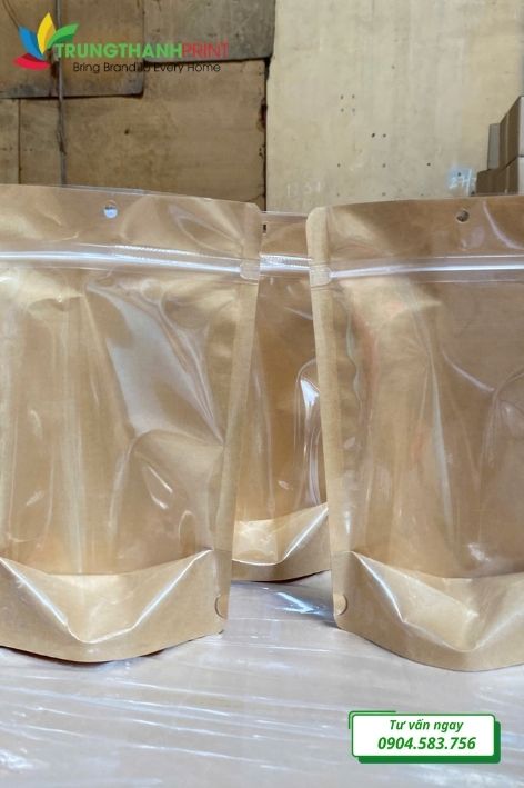 túi zip giấy 1 mặt trong