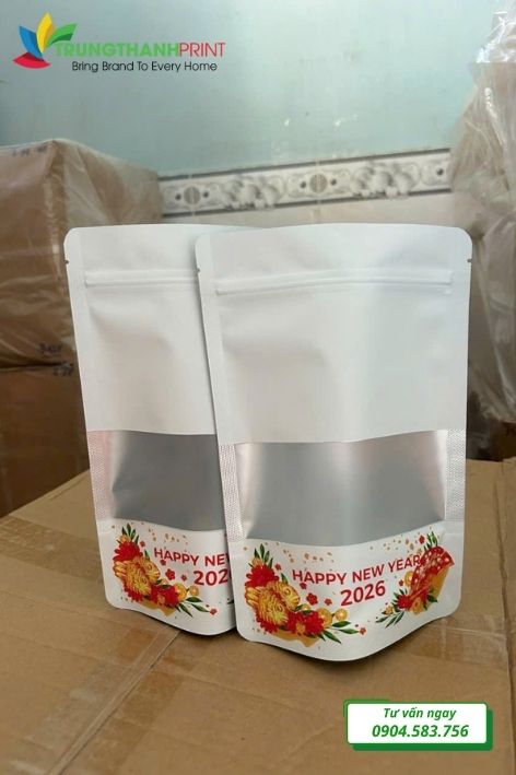 túi zipper màu trắng